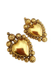 Orecchini cuore sacro in ottone antichizzato con chiusura a clip