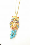 Ciondolo testa di moro in ceramica di Caltagirone