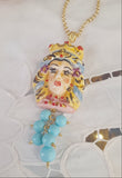 Ciondolo testa di moro in ceramica di Caltagirone