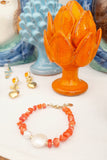 Bracciale con corallo e perla centrale