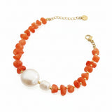 Bracciale con corallo e perla centrale