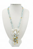 Set Orecchini e collana in larimar, ambra e perle