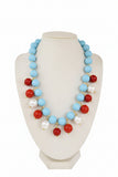Set collana, orecchini e bracciale con perle naturali, perle in pasta di turchese e corallo