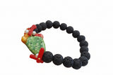 Bracciale in Pietra Lavica grezza e Fico d'India in Ceramica di Caltagirone