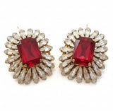 Orecchini con cristallo centrale rosso