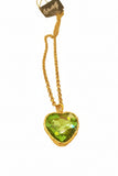Set collana e orecchini con cuore in cristallo verde brillante