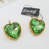 Set collana e orecchini con cuore in cristallo verde brillante
