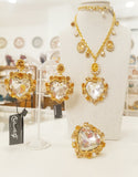 Set collana, orecchini e anello con cuore