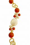 Bracciale maglia con perla maiorca e perle rosse