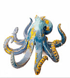Polpo in ceramica blu giallo e rosso