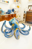 Polpo in ceramica blu giallo e rosso