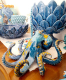 Polpo in ceramica blu giallo e rosso