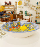 Ciotola con frutti siciliani e sfondo blu, diametro 35-36 cm