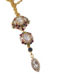 Collana con 3 pendenti, cristallo bianco centrale e colorati