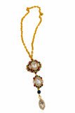 Collana con 3 pendenti, cristallo bianco centrale e colorati