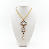 Collana con 3 pendenti, cristallo bianco centrale e colorati