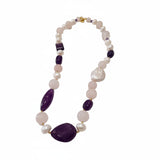 Collana quarzo ametista e perle