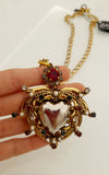 Collana cuore sacro ex voto con cristalli e perle