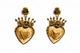 Orecchini cuore sacro con elegante corona