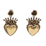 Orecchini cuore sacro con elegante corona