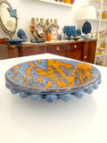 Centrotavola pigna blu-arancione striato, 20x5 cm