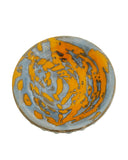 Centrotavola pigna blu-arancione striato, 20x5 cm