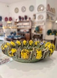 Centrotavola con limoni colore giallo e verde sfumato, diametro 37 cm