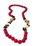 Collana rossa lunga con sfere in ceramica