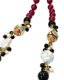 Collana rossa lunga con sfere in ceramica