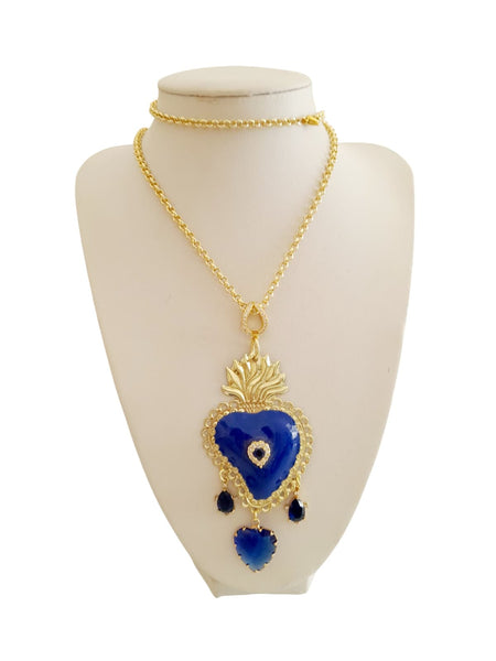 Collana con ciondolo ex voto blu