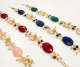 Bracciale con agate e perle naturali, vari colori