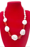 Collana corta perle e corallo