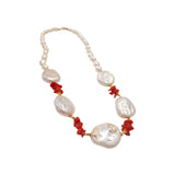 Collana corta perle e corallo