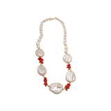 Collana corta perle e corallo