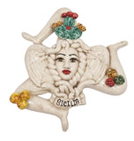 Trinacria da muro in ceramica di Caltagirone. Cm 30
