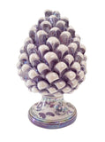 Pigna lilla madreperlata con base decorata h cm 20