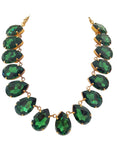 Collana girocollo con cristalli a goccia verde brillante
