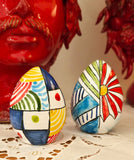Uova di Pasqua in ceramica h cm 9, vari decori