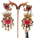 Orecchini cuori sacri con corona