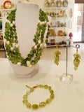 Set collana, bracciale e orecchini con tormalina verde