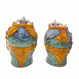 Coppia Teste di Moro h 17 cm in ceramica di Caltagirone con fichi
