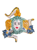 Trinacria da muro in ceramica di Caltagirone dipinta a mano. Cm 20