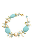 Bracciale catena dorata e perle in pasta di turchese, 2 versioni
