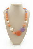 Collana rosa e lilla con perle naturali