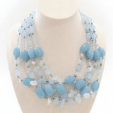 Collana multifilo in agata azzurra