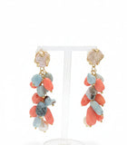 Set completo orecchini e collana a più fili in larimar e corallo