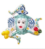 Trinacria da muro in ceramica di Caltagirone dipinta a mano. Cm 20
