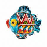 Pesce in ceramica di Caltagirone, interamente realizzato e dipinto a mano.