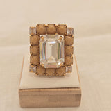 Anello quadrato con cristalli, vari colori