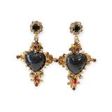 Orecchini siciliani a croce in ottone con cristalli